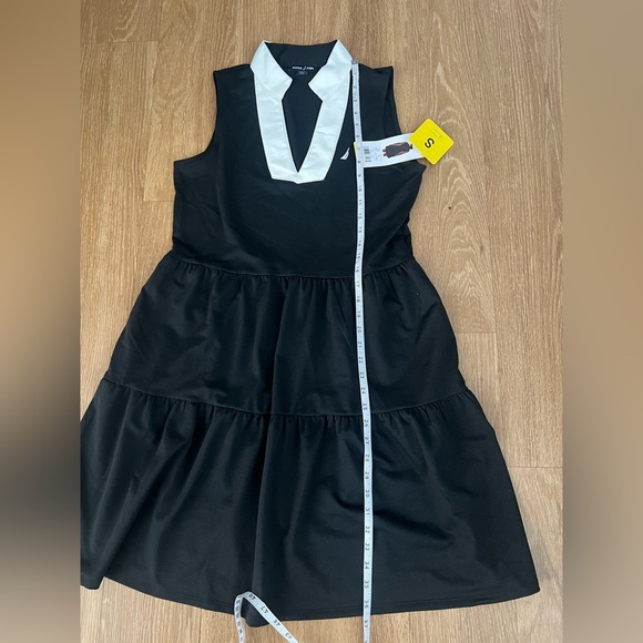 NWT Nautica Jeans Black Tiered Dress with White Accents, sleeveless with pockets - Picture 5 of 7